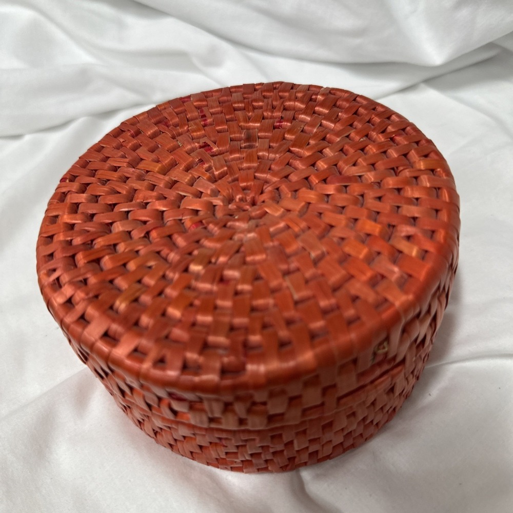 Red Wicker Coaster‎ Set With 5 Coasters - Picture 2 of 6